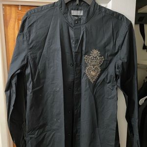 Zara black shirt with design on the left side of chest